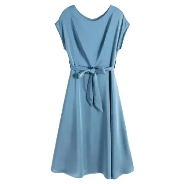Casual Loose plus Size Solid Color Dress Women's Summer New Style Cool Mom Clothes Long Midi Dress Slimming Effect