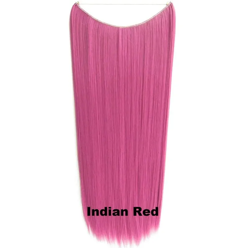 Synthetic One piece Hair Extensions No Clip No Glue Invisible 24inch Long Straight Wave Heat Resistant String Hairpiece