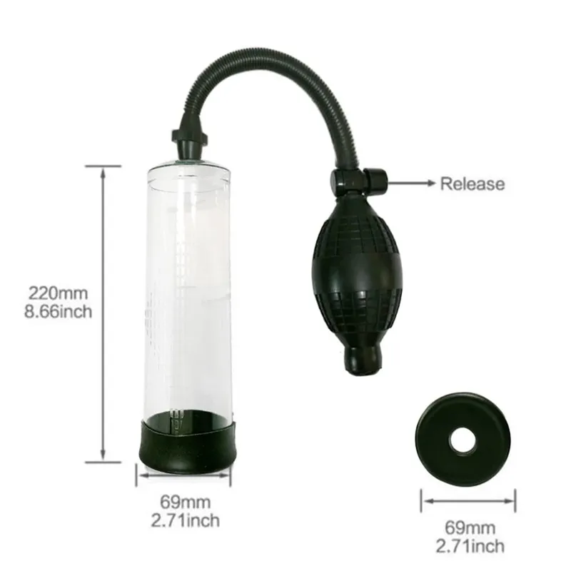 Penis Extender Enlarger Manual Vacuum Pump With Pressure Gauge Cock Exercises Training Device Stronger Bigger Ejaculation 18+