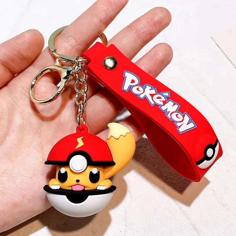 40 Style Wholesale Anime Pokémon Pikachu Eveen Keychain Cartoon Cute Charizard Keyring Student Backpack Car Key Chain Toys Gifts
