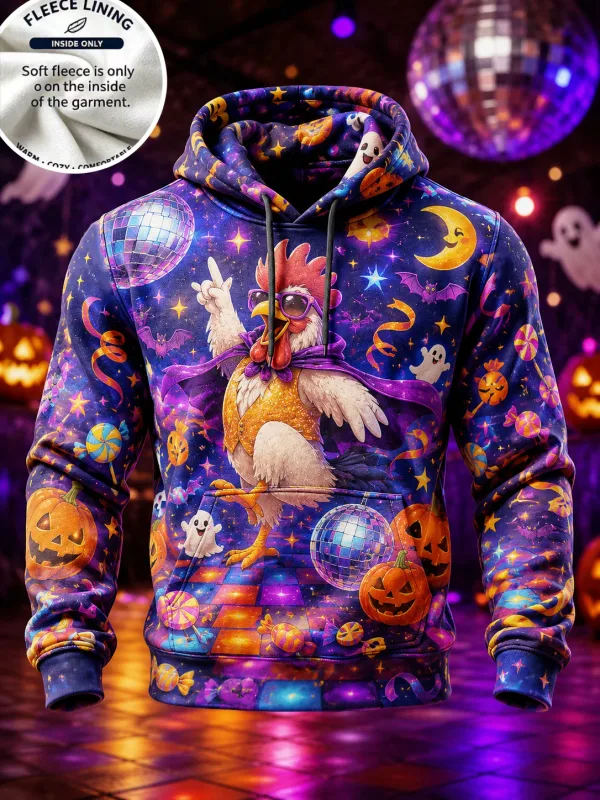 3D Print Halloween Fleece Hoodie Witch Black Cat Pumpkin Candy Skull Bowl Pullover Long Sleeve Kangaroo Pocket Sweatshirt