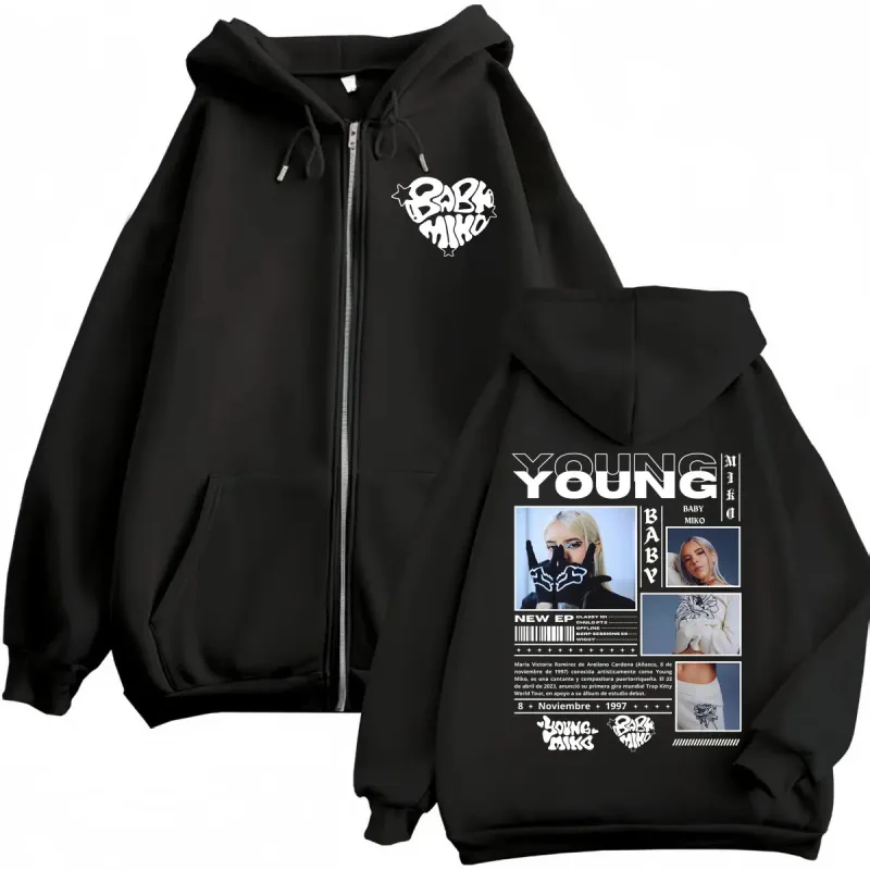 Rapper Young Miko Graphic Zipper Hoodie Men's Women Clothing Hip Hop Aesthetic Zip Up Pullovers Fashion Casual Loose Sweatshirts
