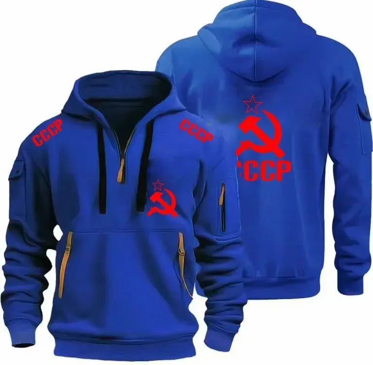 Autumn Winter CCCP USSR Soviet Union KGB Moscow Sweatshirts Hoodie For Men Street Outdoor Pullover Oversized Men's Hooded Clothi — image 9