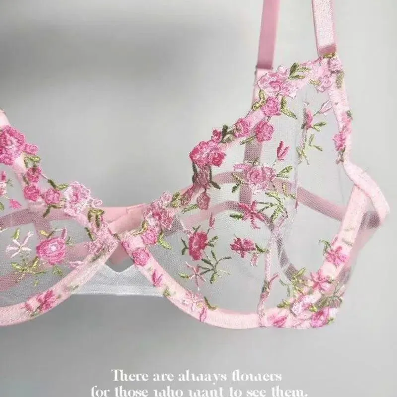 Sexy Sheer Lace Flower Embroidery Underwire Bra for Women Large Breast Minimizer Anti‑Sagging Comfort Everyday Wear YEMOMO S‑XL