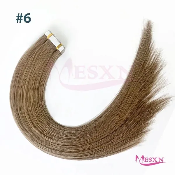 Tape In Hair Extensions 100% Real Human Hair Tape Weft InsInvisible Soft 16"-24" Brown Blonde 613 For Salon