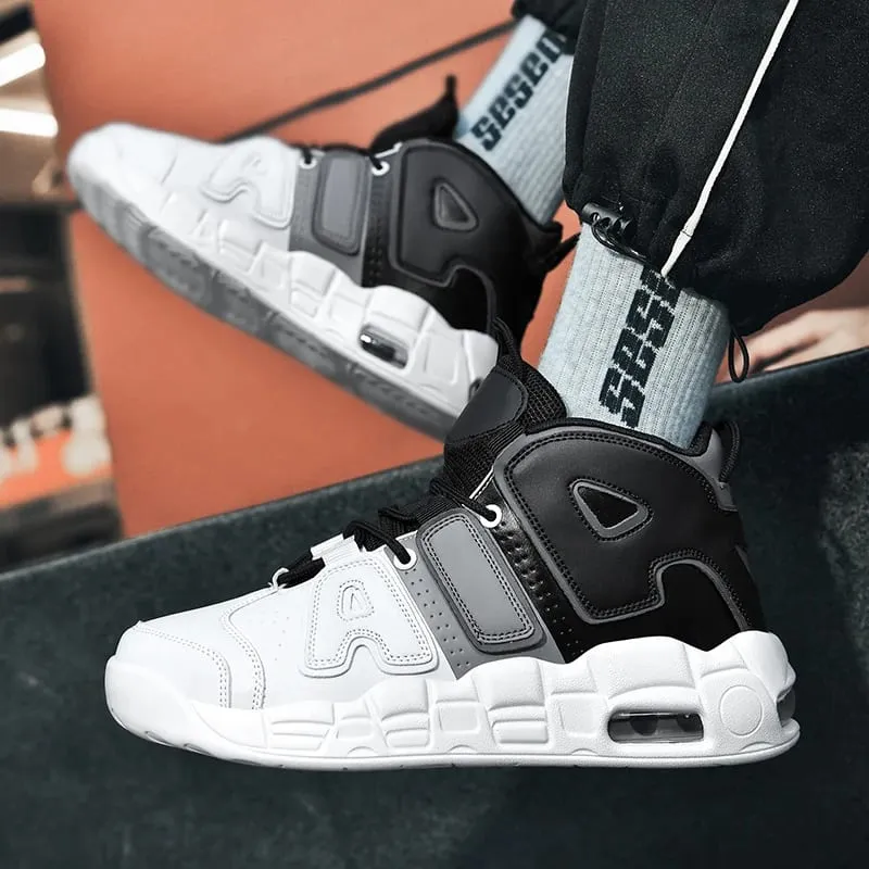 New Large-sized High-top Men's Shoes Lightweight and Anti-slip Air Cushioned Sports Running Shoes Casual Basketball Shoes