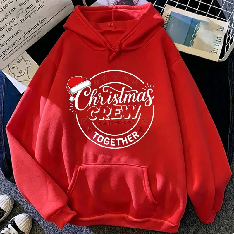 Christmas Crew Together Hoodies Family Matching Outfit Santa Hat Sweatshirts Women Men Xmas Holiday Party Tops Christmas Gift