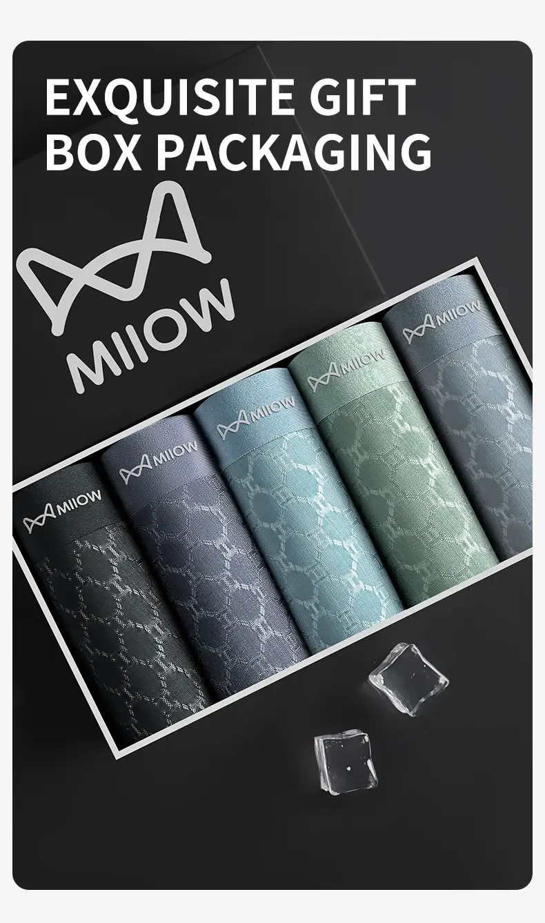 MiiOW 3 pièces sans couture glace soie hommes caleçon boxeur été respirant maille hommes culottes antibactérien homme caleçons boxeurs slips