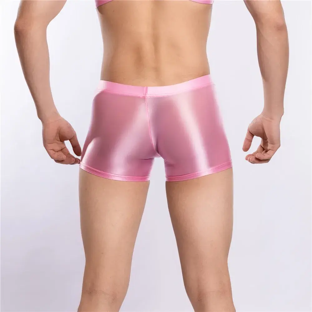 Sexy Men Hot Short Panties U Bulge Pouch Boxer Oil Shiny Glossy Smooth Lingerie Candy Color Underwear Breathable Briefs