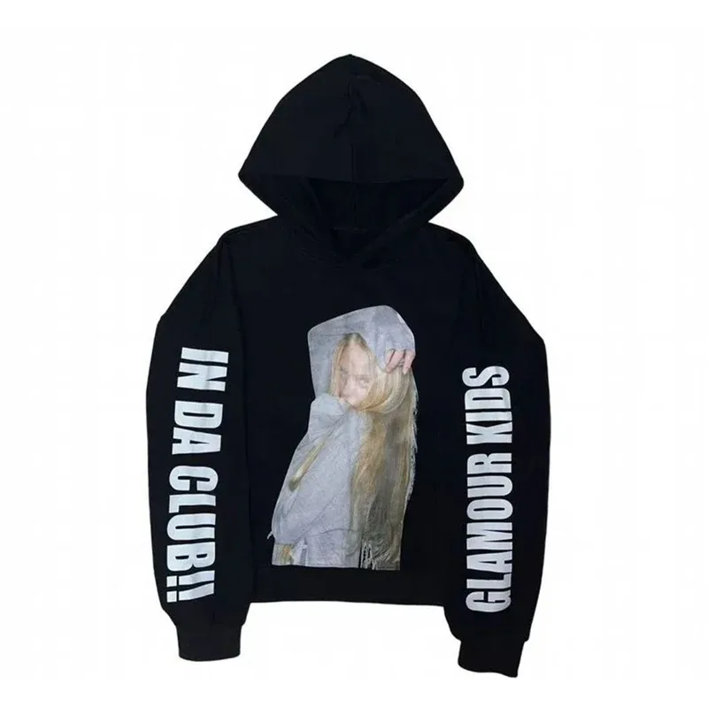 Y2K Retro estetyczna bluza z kapturem unisex luźna moda codzienna elegancki nadruk podstawowa bluza sportowa Grunge Punk hiphopowy gotycki Streetwear