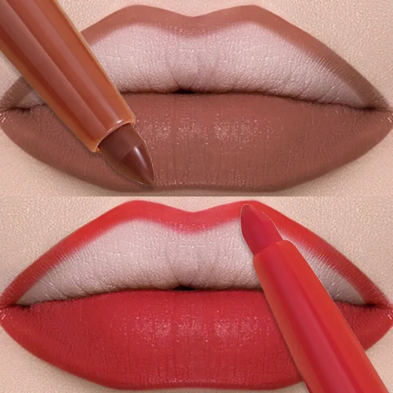 Matte Lip Liner Lipstick Pen Rotating Not Easy To Fade Rose Gold Lipliner Pencil Waterproof Non-Stick Cup Brown Lipliner Makeup
