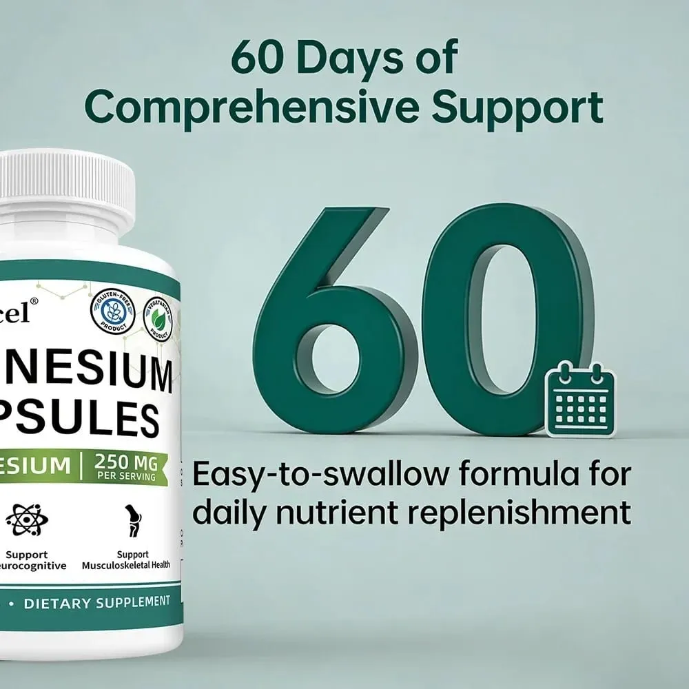 Magnesium Glycinate 250mg with Zinc Vitamin D3 & B6 for Sleep Relaxation Immune Health Absorption 120 Capsules