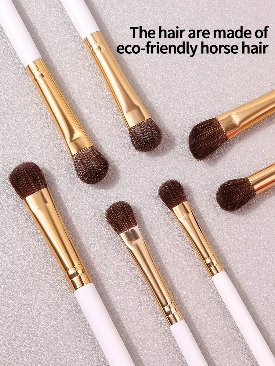 7Pcs Eye Shadow Makeup Brushes Set Natural Animal Horse Pony Soft Hair Cosmetics Blending Smudge Shader Brush Beauty Kit