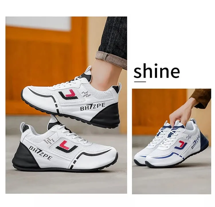 Men's Fashionable Low-Top Color-Blocked Breathable Mesh Running Sneakers