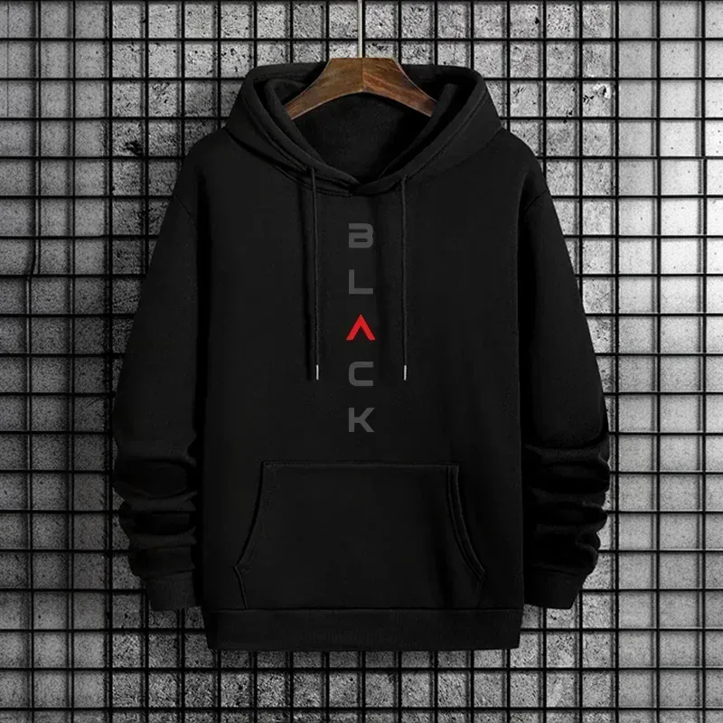 Preto carta impressão hoodies para o homem outono inverno venda quente de alta qualidade moletom com capuz casa ao ar livre casual esporte quente pulôver