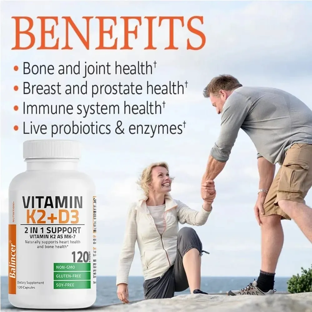D3+K2 Vitamin D3 5000IU and 90 Mcg Vitamin K2 (MK-7) Vegan Capsules for Bone Density teeth skin heart Health and Immunity