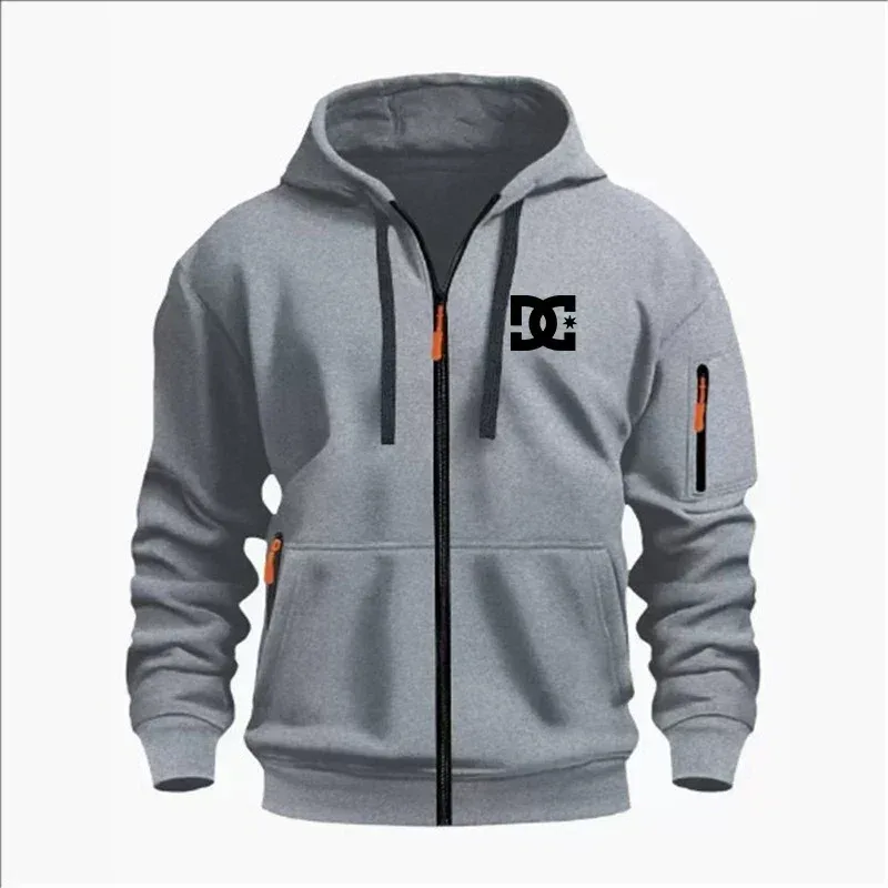 Spring and Autumn Men's Casual Sports Hoodie Fashionable Arm Pocket Drawstring Hoodie Men's Loose Long-sleeved Shirt Pullover
