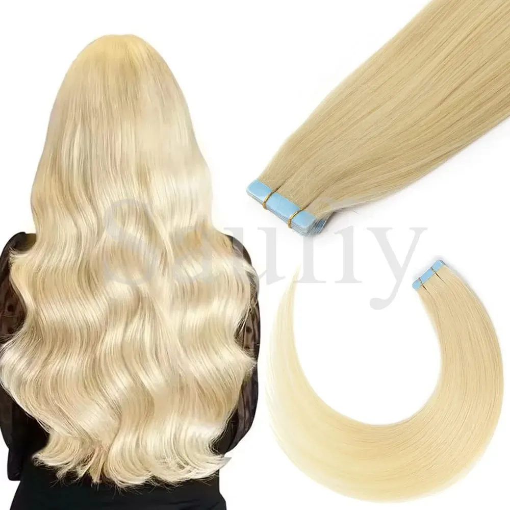 Blonde Tape In Hair Extensions Human Hair 20pcs/Pack Straight Natural Black Blonde Brown Tape Ins Hair Extensions 12-20inches Seamless Double Side Skin Weft Tape In Hair For Women