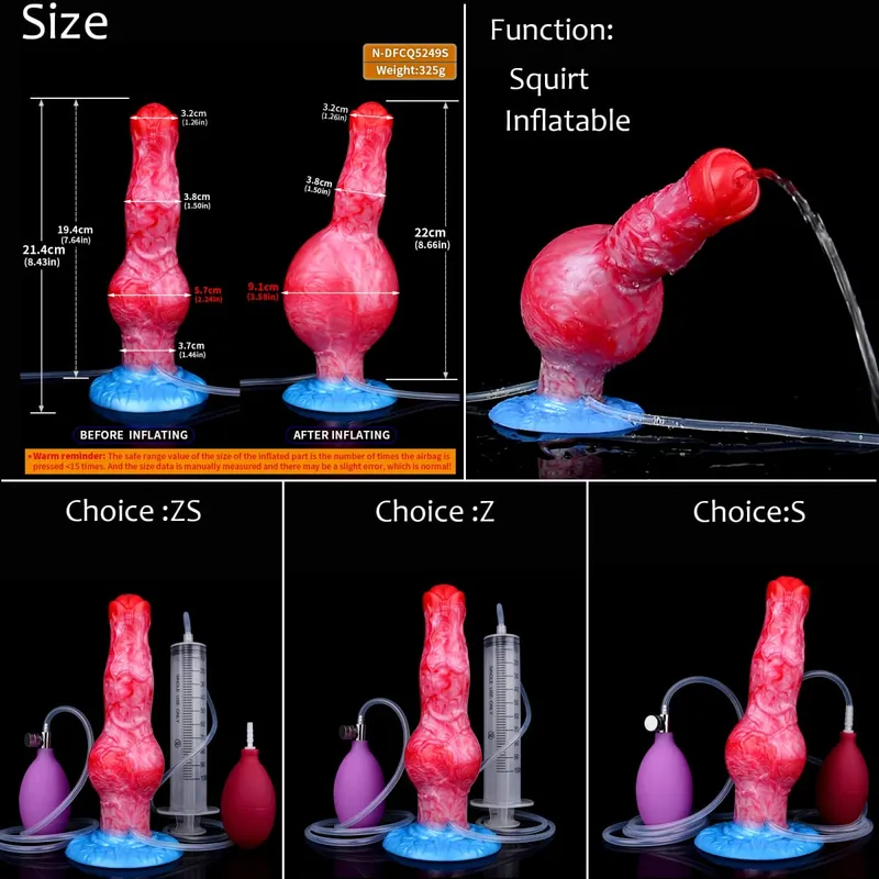 Silicone Inflatable Ejaculation Knot Dildo Adjustable Girth Squirting Fantasy Horse Penis Adult Sex Toys Anal Dilator