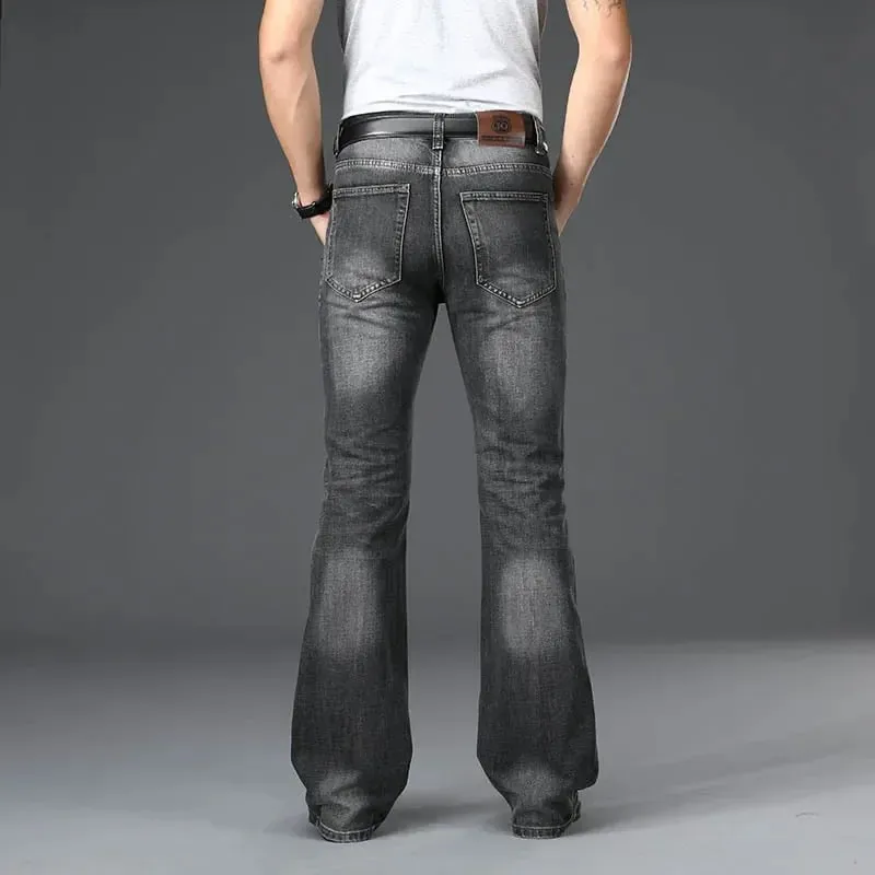 Denim Flared Jeans Men Boot Cut Denim Pants Comfortable Slightly Slim Classic Loose Casual Blue Black Trousers For Male Bootcut
