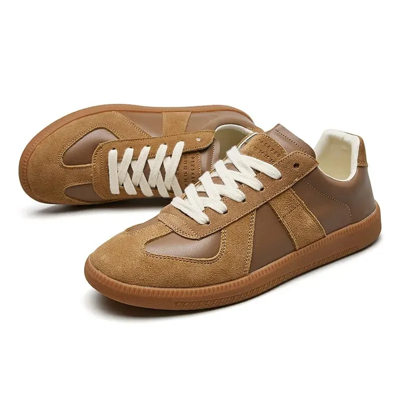 Men Retro Suede Leather Casual Sneakers Lace Up Flat Skate Shoes Comfortable Non Slip Sports Shoes for Men