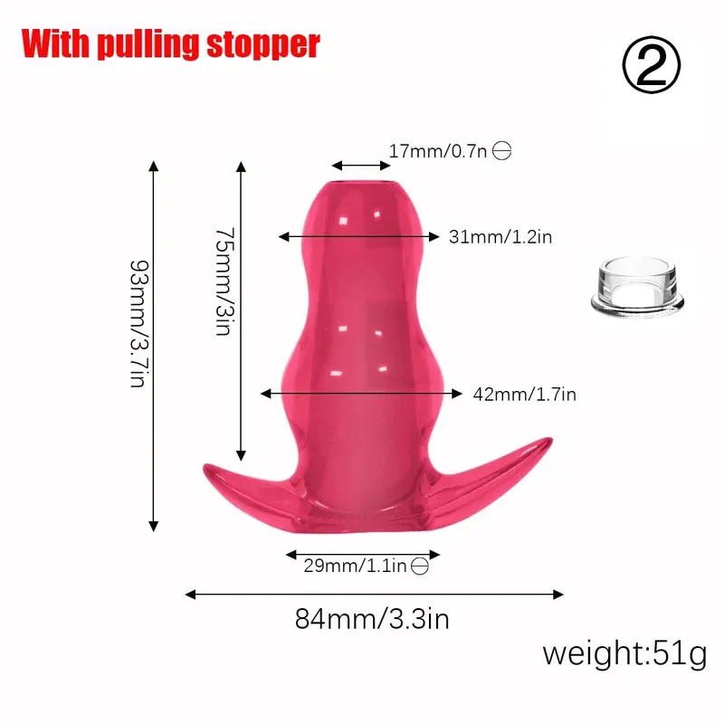 Purple TPE Hollow Tunnel Butt Plug Set - Graduated Open Anal Stretcher Plugs Flexible Sex Toy for Men & Women