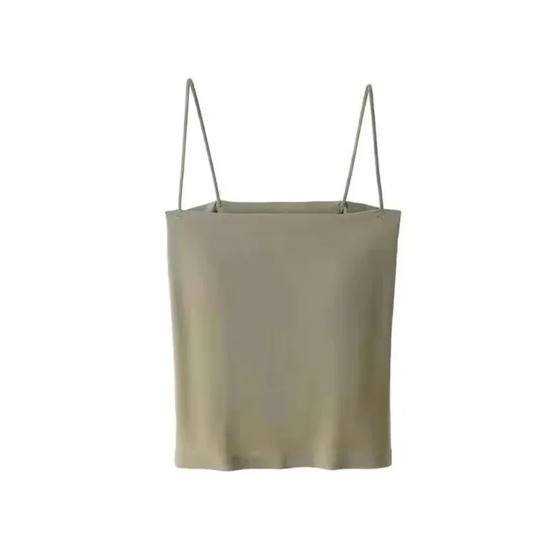 1pcs Womens Solid Thin Strap Tube Top Girls Slim Stretch Camisole Sleeveless Basic Layering Tank Vest Summer Ladies Daily Wear