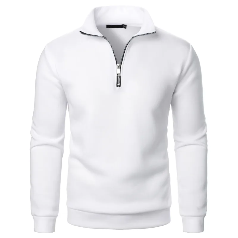 Men's Zip Turn Down Collar Sweatshirts Spring Male Solid Color Loose Pullover Coats BSD-ZW160