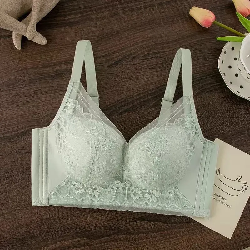 34-40 BC Thin Wire-Free Comfort Bras for Women Sexy Lace Push-Up Anti-sagging Bras Adjustable Straps Breathable Lingerie