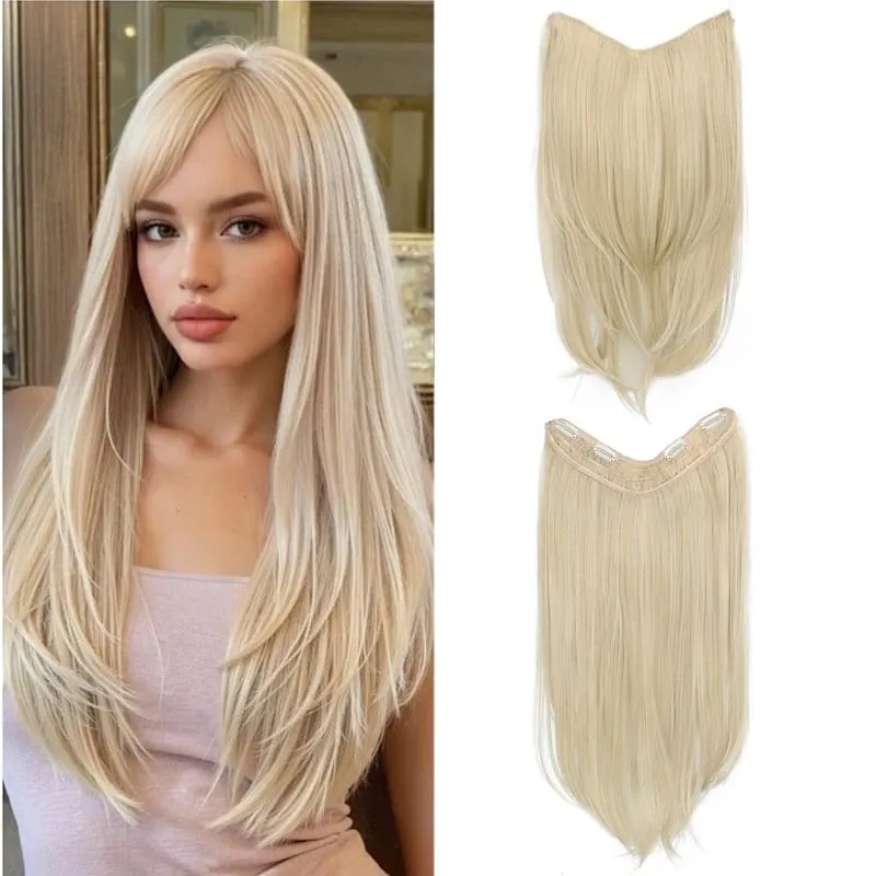 Synthetic Wig Women's Traceless Invisible U-shaped Layered Straight Hair With Inner Buckle Long Curly Hair Natural