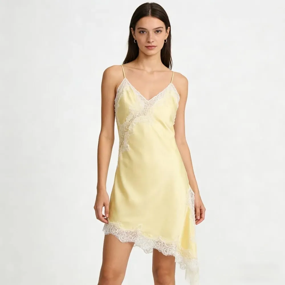 Summer New Fashion Women's Dresses Satin Lace Slip Sexy Asymmetrical Hem Nightgown Casual Party Dresses Wear Y2k Clothes — image 5