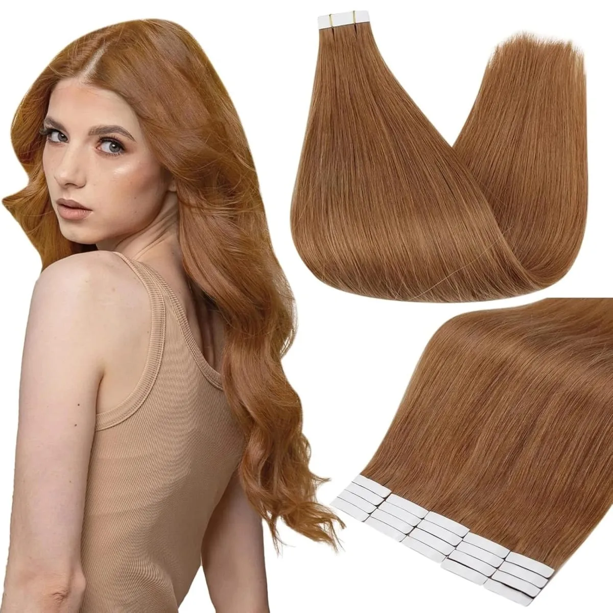 [Nova cor] fita de brilho completo em extensões de cabelo humano brasileiro remy extensões de cabelo reto 20 peças 50g para mulheres