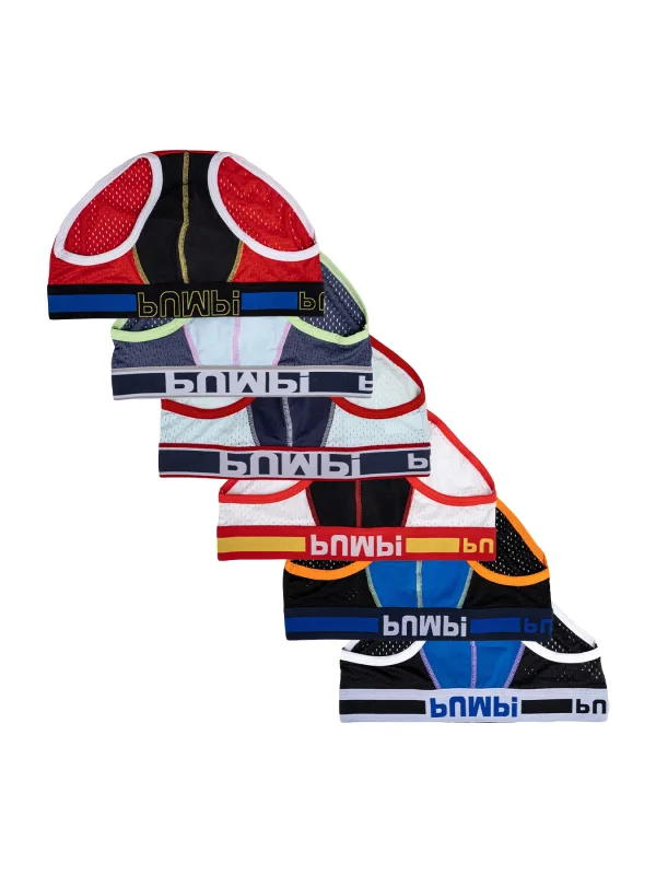 6pcs/lot Hollow Breathable Mens Bikini Jockstrap Briefs Mens Panties Sexy Sissy Men Underwear Gays Men Brief Underpants