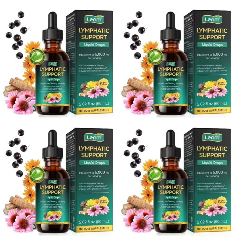 Lenm 60ml Lymphatic System Cleanse Immune Support Liquid Supplements Natural Organic Lymphatic Herbal Drops for BalanceSupport