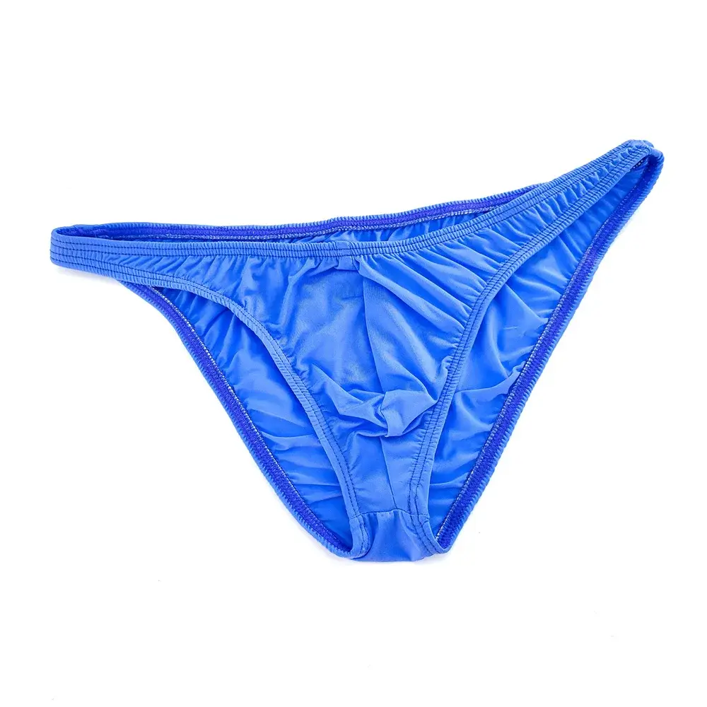 Solid Color Nylon Briefs Men Big Bulge Sexy Underwear Translucent Ice Silk Low Waist Bikini Panties U Convex Male Panties