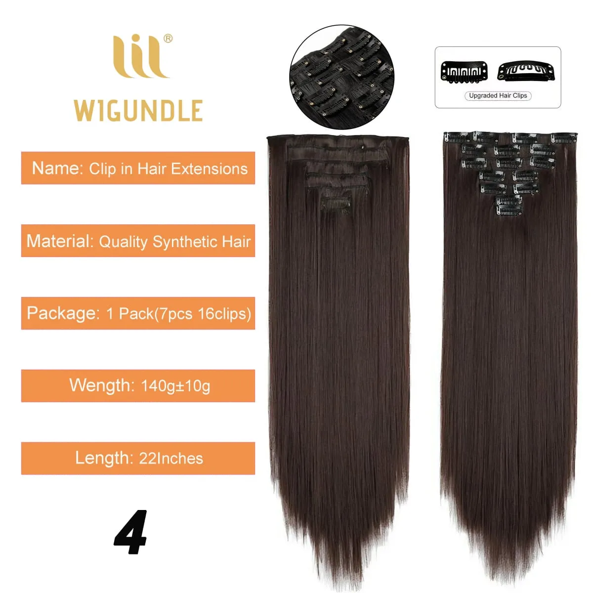 Clip in Hair Extensions for Women 22 Inches Long Wavy Curly Hair Extension Full Head Synthetic Hair Extension Hairpieces