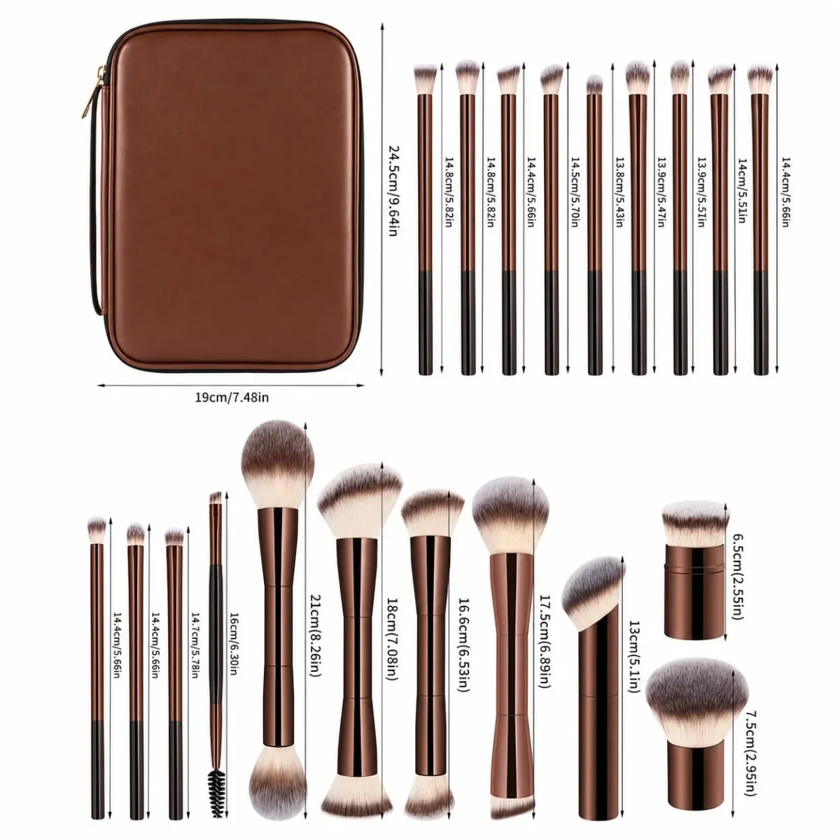 20pcs Set of Facial Makeup Brushes with a Brush Bag Including Foundation Brush Blush Brush Powder Brush Eyeshadow Brush Eye