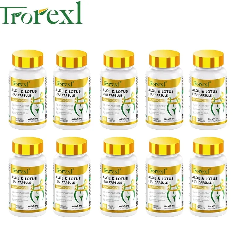 Aloe & Lotus Leaf Capsules Flat Tummy Pills Appetite Suppressant Detoxification Preserve Lean