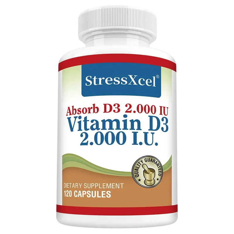High Potency Vitamin D3 2000IU Capsules Immune Support Bone Health Muscle Function Whole-Body Wellness Non-GMO Gluten Free