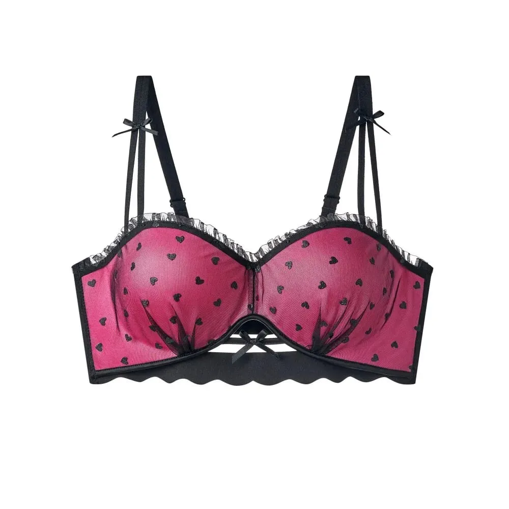 Sutiã push up de renda francesa para busto pequeno, meia xícara anti-sag 2026 novo desejo puro sexy lingerie feminina sutiã 32-38 A-C