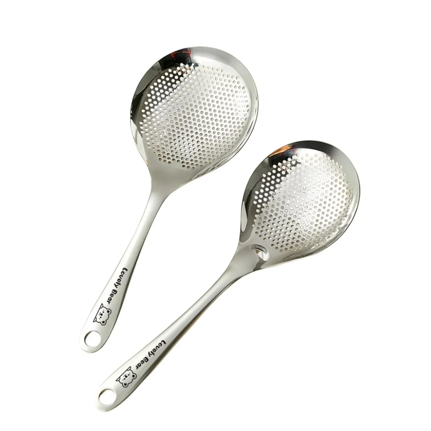 LFGB Certified Pure 304 Stainless Steel Kitchen Cooking Colander Ultra Thick 33cm Handle 12.5cm Head Sieve for Potato Frying