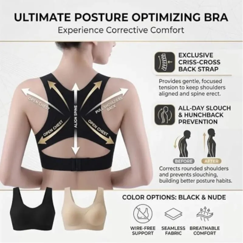 Posture Support Bra Women Front Closure Cross Back Wireless Posture Bras Full Coverage Support Push Up Bralettes Posture Support — image 3