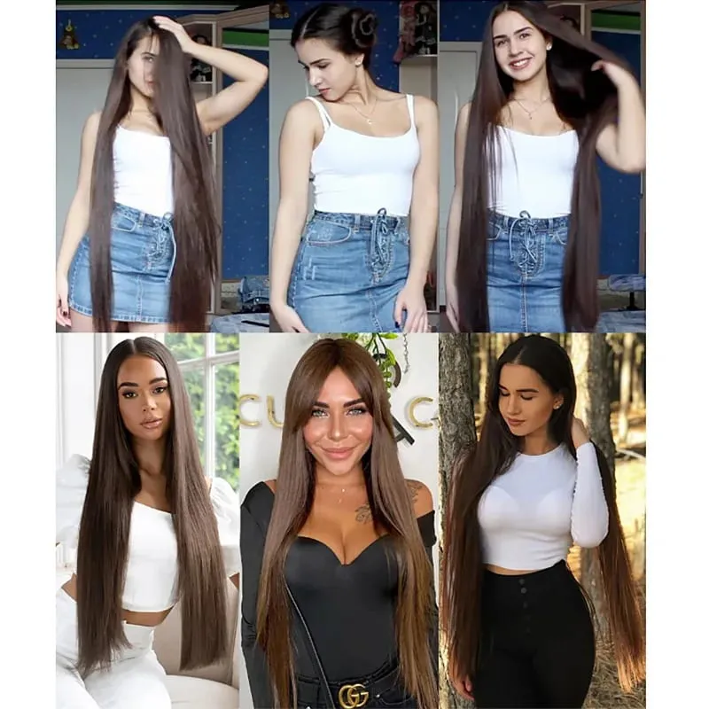 Synthetic 5Clip In Hair Extensions Long Straight Hairstyle Hairpiece Black Brown Blonde 24/32/40INCH Natural Fake Hair For Women