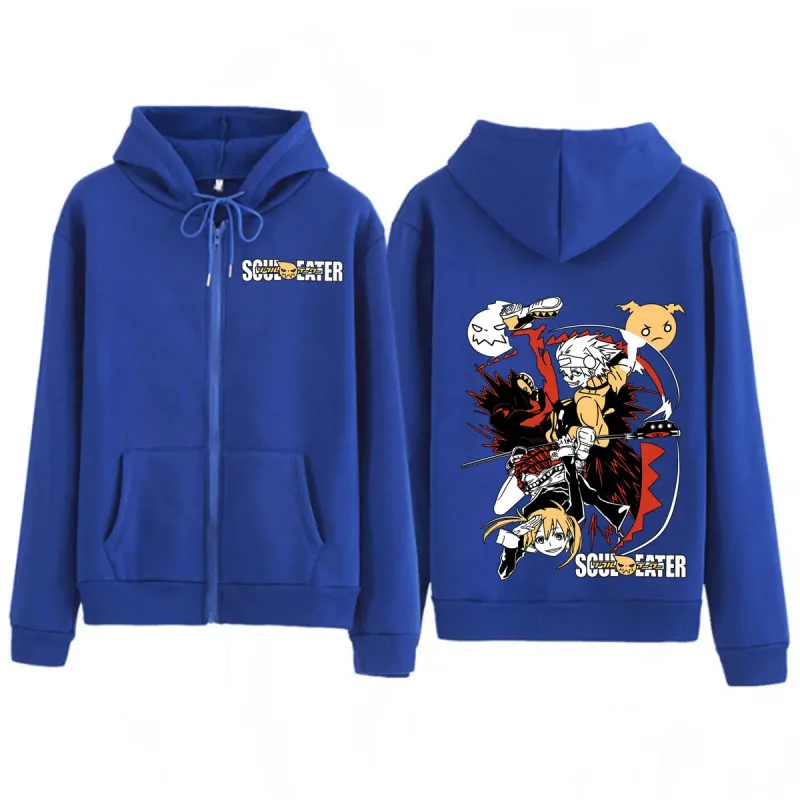 Anime Soul Eater MAKA ALBARN Zipper Hoodies Funny Men's Women Clothing Fashion Oversized Clothes Casual Long Sleeve Streetwears