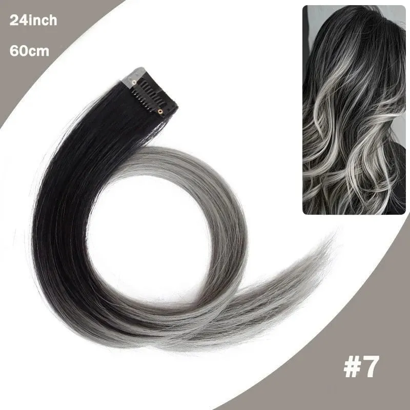 Hair Clips Hair Extensions Wig Synthetic Long Straight Gradient Color Clip-in Hair piece Hair Clips for Hair for Women Wear