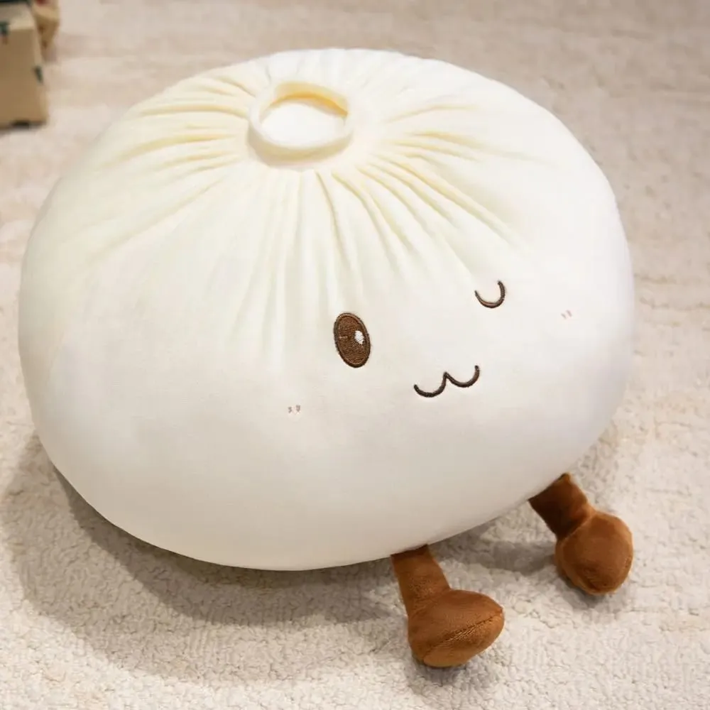 Super Soft Plush Material Steamed Bun Plush Pillow PP Cotton Filled Fluffy Comfortable Dumpling Plush Toy Stress Relief