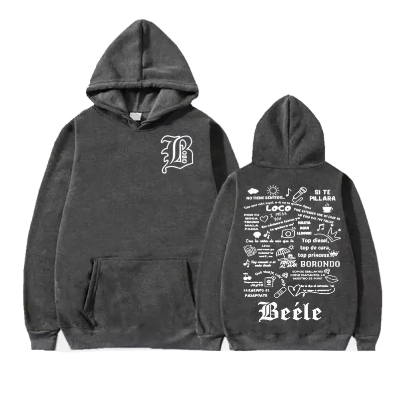 Rapper Beele Borondo Tour 2025 Print Hoodies Men Women Comfort Fleece Long Sleeve Pullovers Harajuku Hip Hop Fashion Sweatshirts