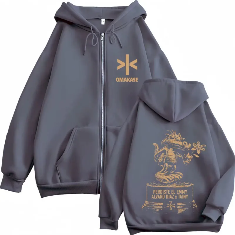 Alvaro Diaz Omakase Album 2026 Tour Merch Zipper Hoodie Men Women Hip-hop Sweatshirts Long Sleeves Loose Harajuku Zip Up Jacket