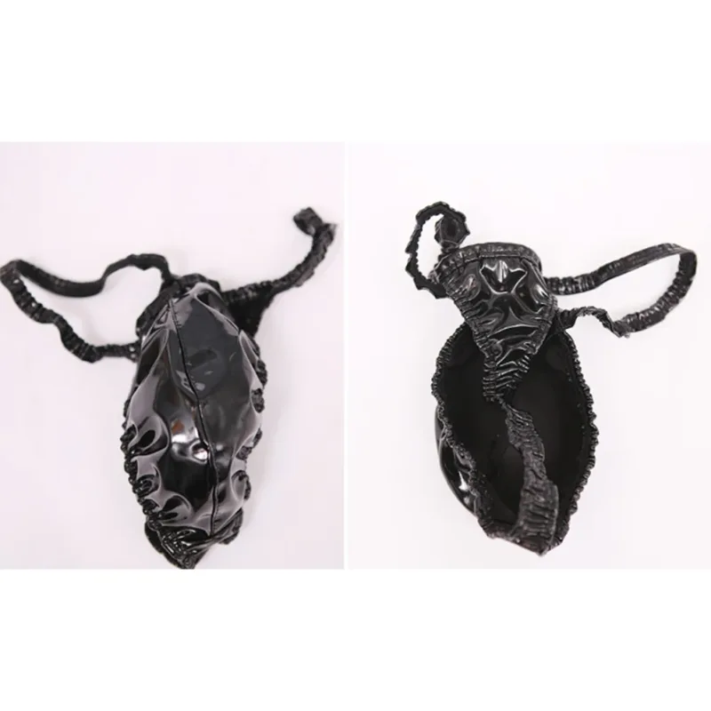 Sexiga män PVC glänsande U konvex pouchtrosor Lågväxt G-string Latexolja Glossig Sexig stringtrosa Carapace U Bulge Underkläder