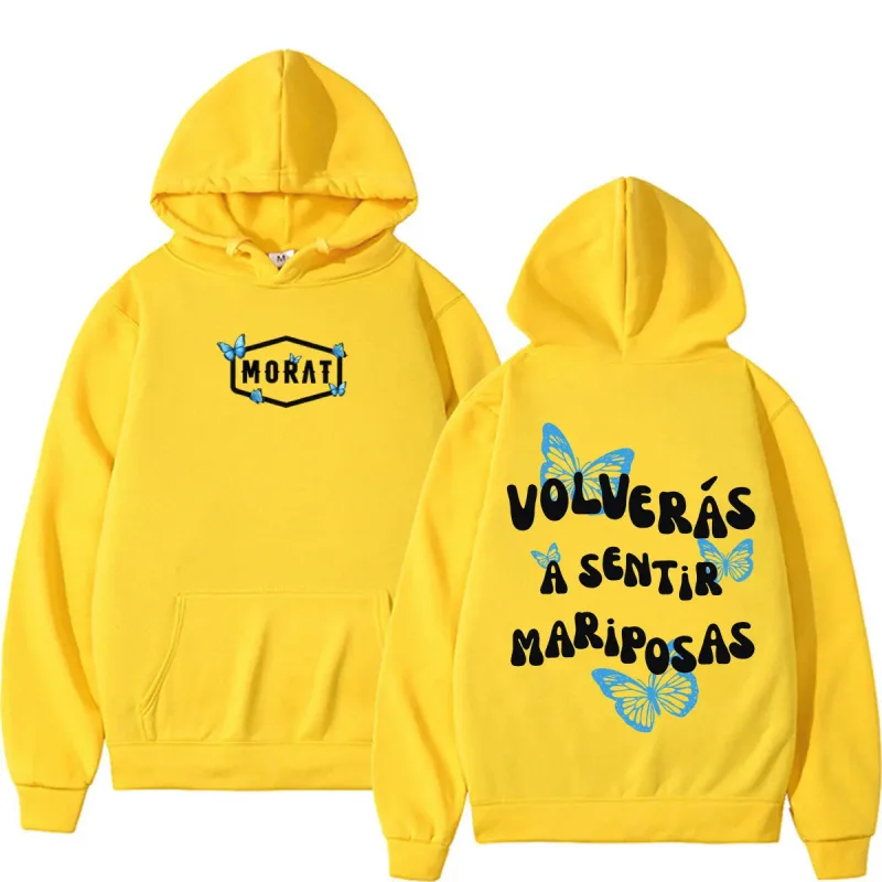 Band Morat Volveras A Sentir Mariposas Merch Hoodies Men's Women Fashion Hip Hop Rock Sweatshirts Fleece Casual Oversized Hoodie